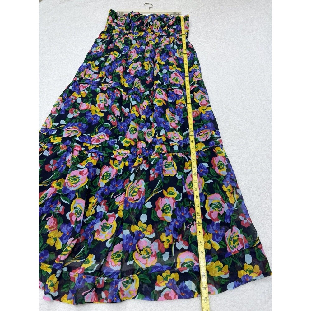Anthropologie Maxi Dress Blue Floral Somerset Strapless Preppy Vacay Large NWT - Picture 4 of 12